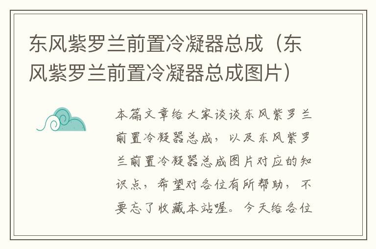 东风紫罗兰前置冷凝器总成(东风紫罗兰前置冷凝器总成图片)