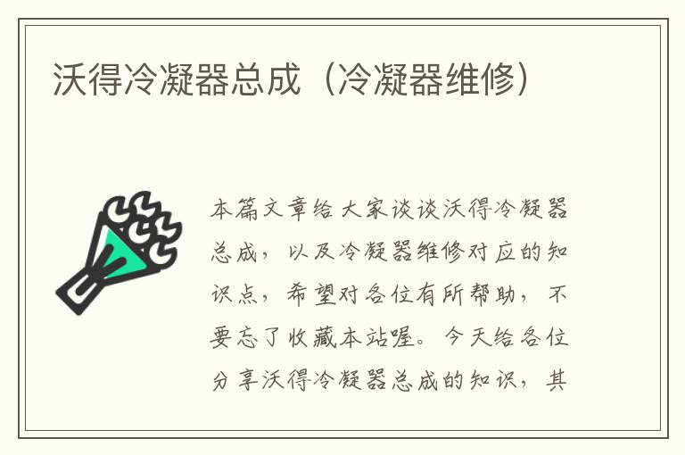 沃得冷凝器总成(冷凝器维修)