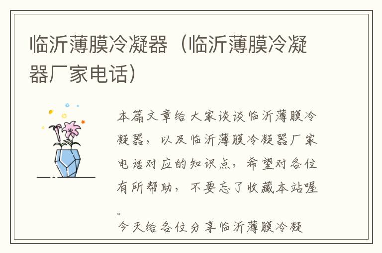 临沂薄膜冷凝器(临沂薄膜冷凝器厂家电话)