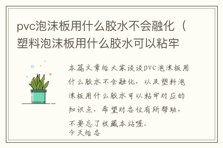 pvc泡沫板用什么胶水不会融化(塑料泡沫板用什么胶水可以粘牢)