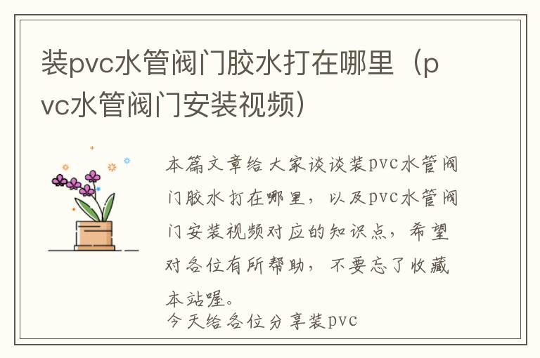 装pvc水管阀门胶水打在哪里(pvc水管阀门安装视频)